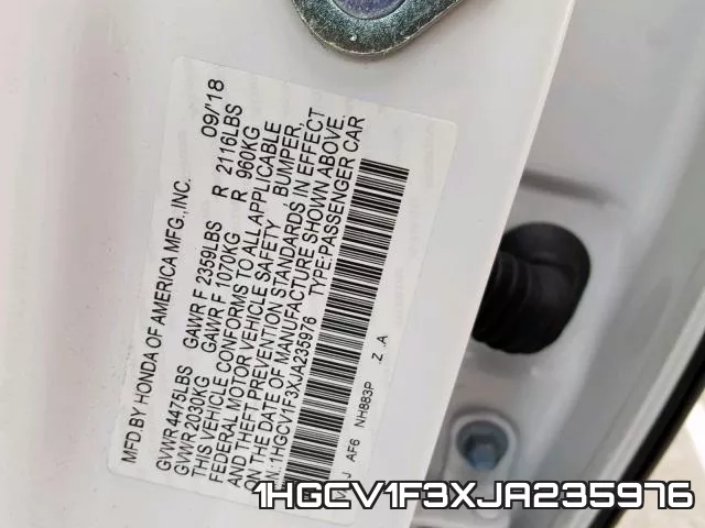 1HGCV1F3XJA235976 фото 2
