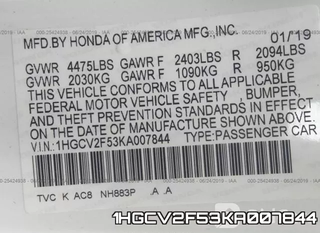 1HGCV2F53KA007844 фото 10