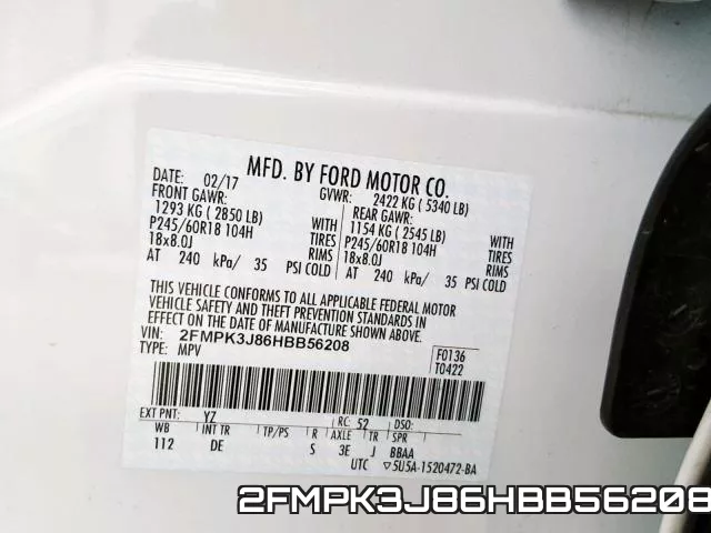 2FMPK3J86HBB56208 фото 2