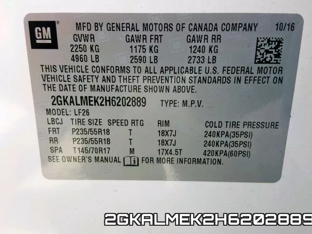 2GKALMEK2H6202889 фото 2