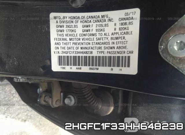 2HGFC1F33HH648238 фото 10