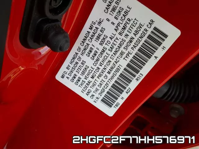 2HGFC2F77HH576971 фото 2