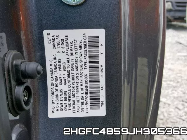 2HGFC4B59JH305366 фото 2