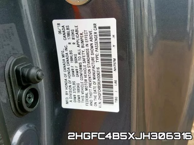 2HGFC4B5XJH306316 фото 2