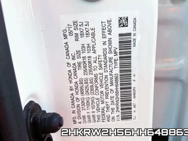 2HKRW2H56HH648863 фото 2
