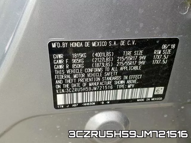 3CZRU5H59JM721516 фото 2