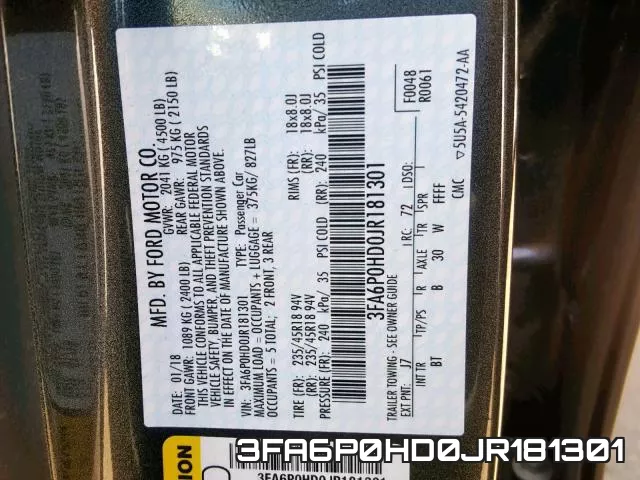3FA6P0HD0JR181301 фото 2