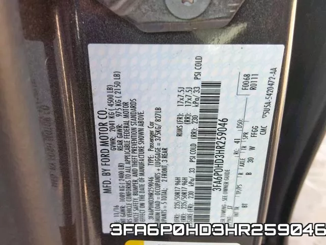 3FA6P0HD3HR259046 фото 2