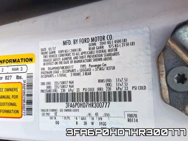 3FA6P0HD7HR300777 фото 2