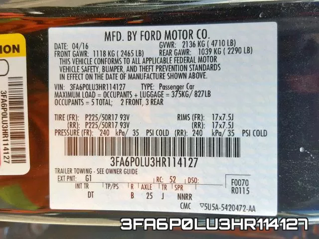 3FA6P0LU3HR114127 фото 2