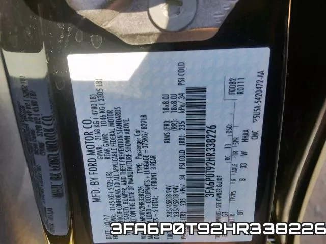 3FA6P0T92HR338226 фото 2