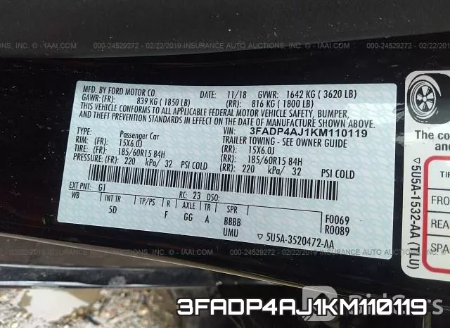 3FADP4AJ1KM110119 фото 10