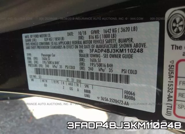 3FADP4BJ3KM110248 фото 10
