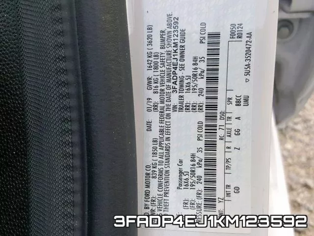3FADP4EJ1KM123592 фото 2