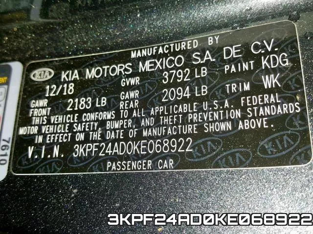 3KPF24AD0KE068922 фото 2