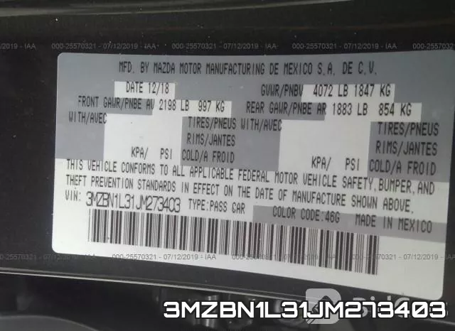 3MZBN1L31JM273403 фото 10