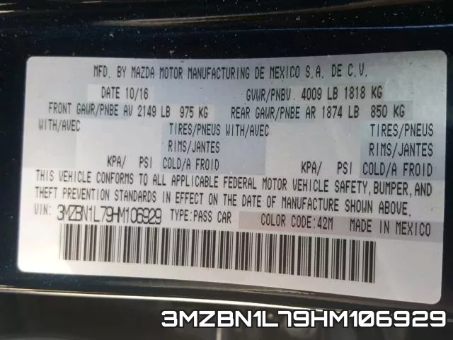 3MZBN1L79HM106929 фото 2
