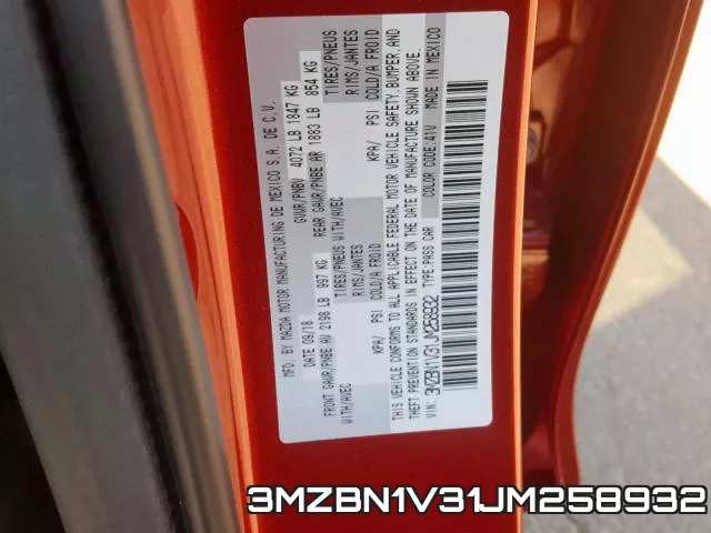 3MZBN1V31JM258932 фото 2