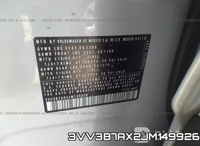 3VV3B7AX2JM149926 фото 10