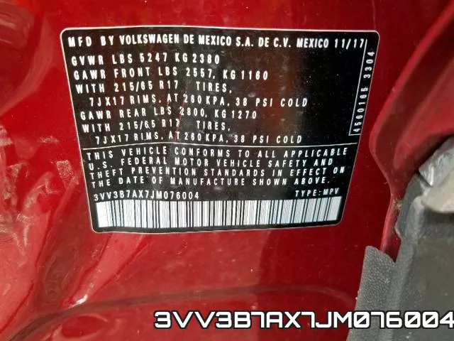 3VV3B7AX7JM076004 фото 2