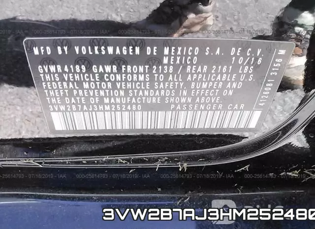 3VW2B7AJ3HM252480 фото 10
