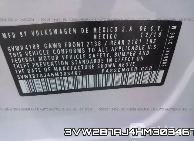 3VW2B7AJ4HM303467 фото 10