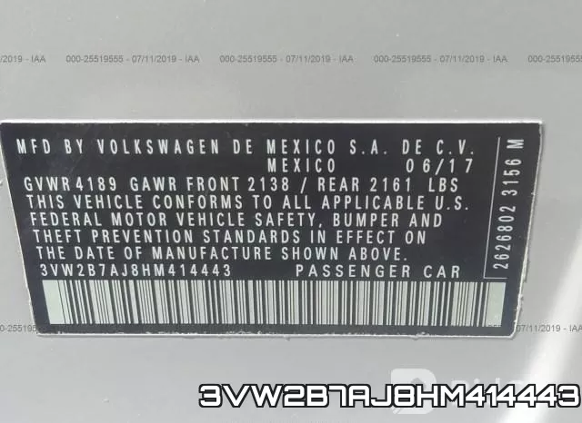 3VW2B7AJ8HM414443 фото 10