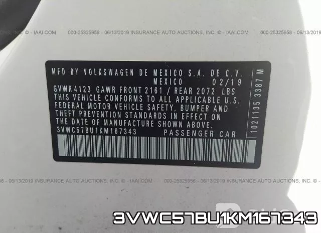 3VWC57BU1KM167343 фото 10