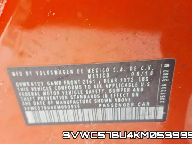 3VWC57BU4KM053935 фото 2