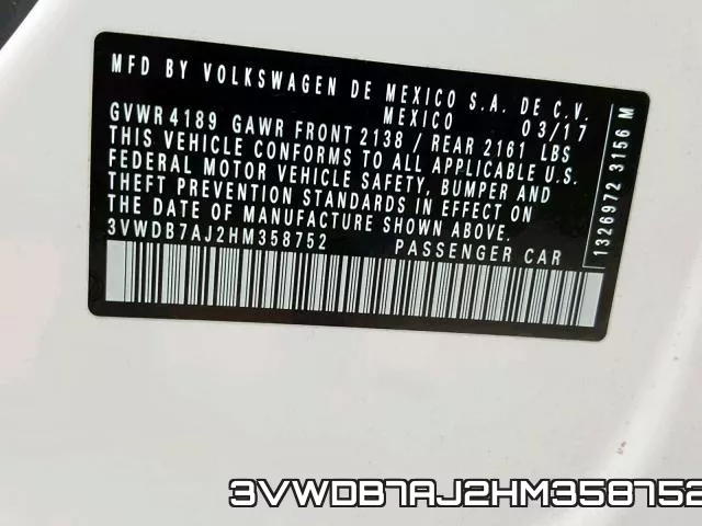 3VWDB7AJ2HM358752 фото 2