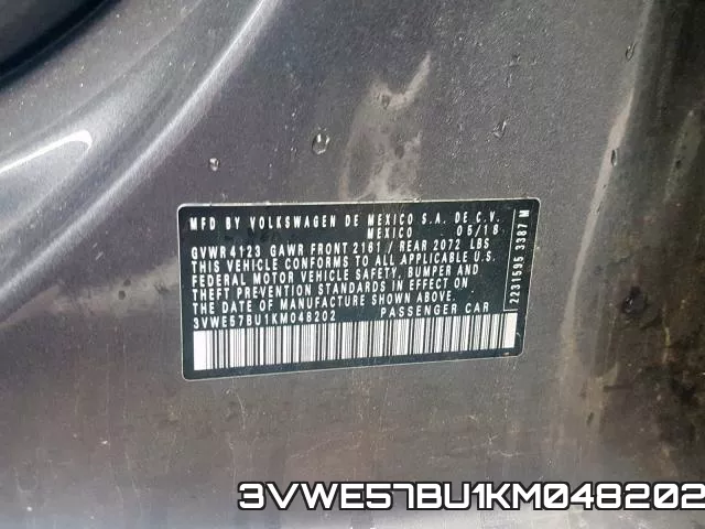 3VWE57BU1KM048202 фото 2