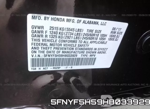 5FNYF5H59HB033929 фото 10