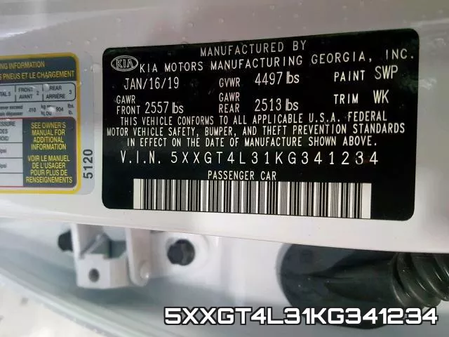 5XXGT4L31KG341234 фото 2