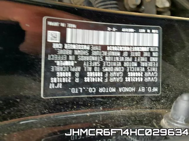 JHMCR6F74HC029634 фото 2