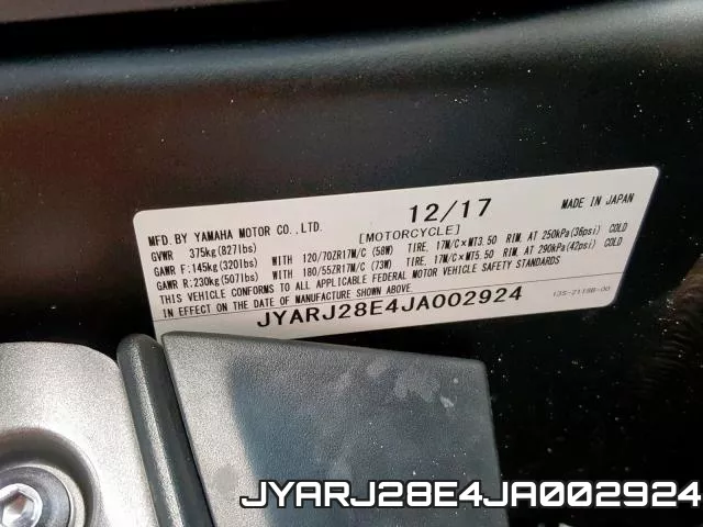 JYARJ28E4JA002924 фото 2