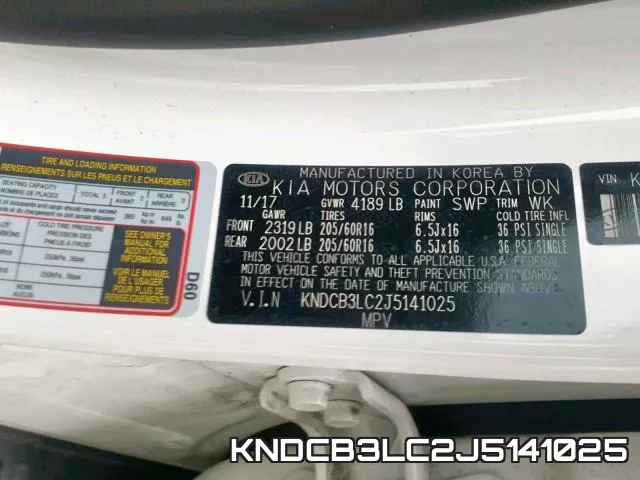 KNDCB3LC2J5141025 фото 2