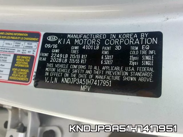 KNDJP3A51H7417951 фото 2