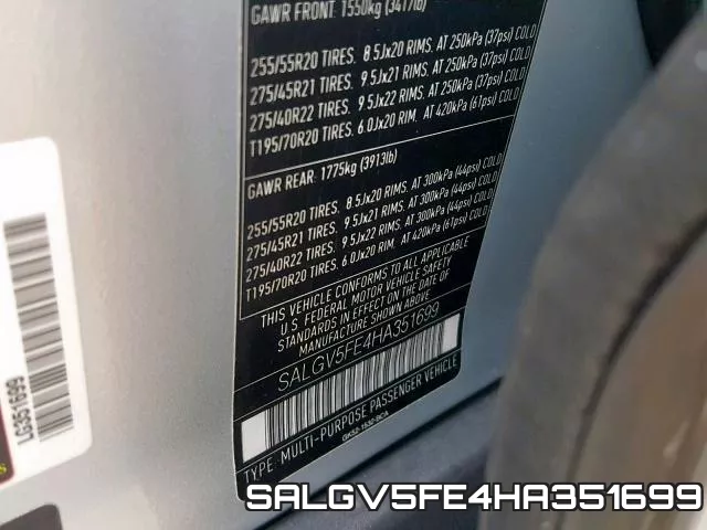 SALGV5FE4HA351699 фото 2