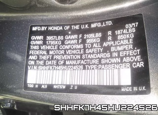 SHHFK7H45HU224526 фото 10