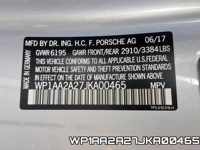 WP1AA2A27JKA00465 фото 2