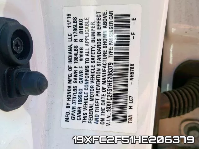 19XFC2F51HE206379 фото 2