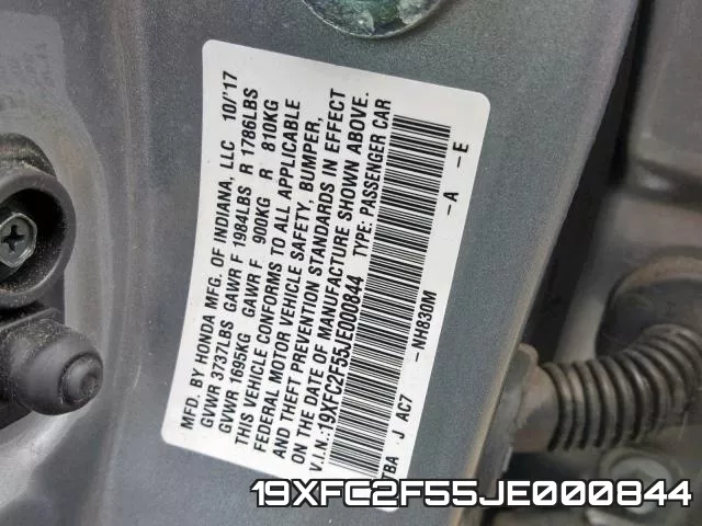 19XFC2F55JE000844 фото 2