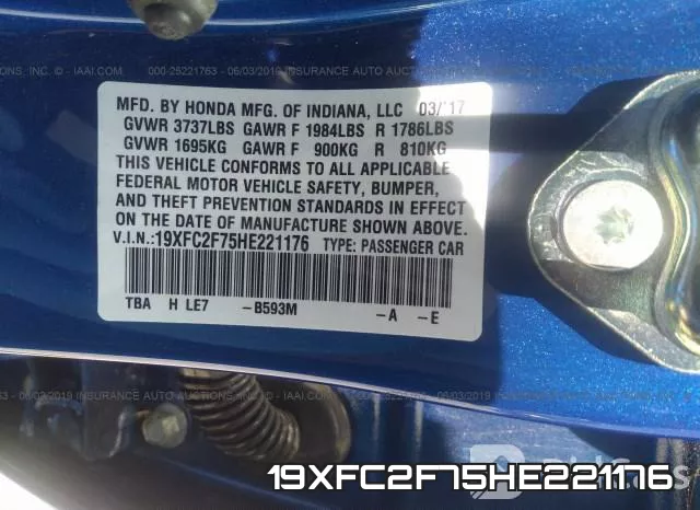 19XFC2F75HE221176 фото 10