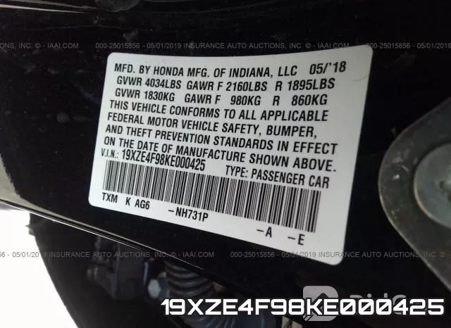 19XZE4F98KE000425 фото 10