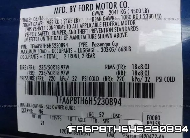 1FA6P8TH6H5230894 фото 10