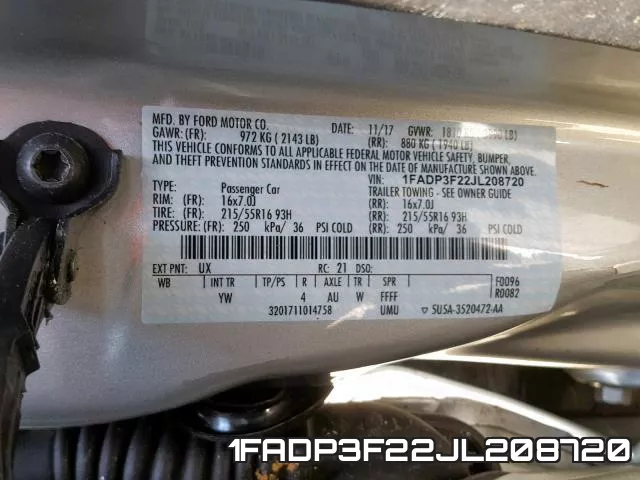 1FADP3F22JL208720 фото 2