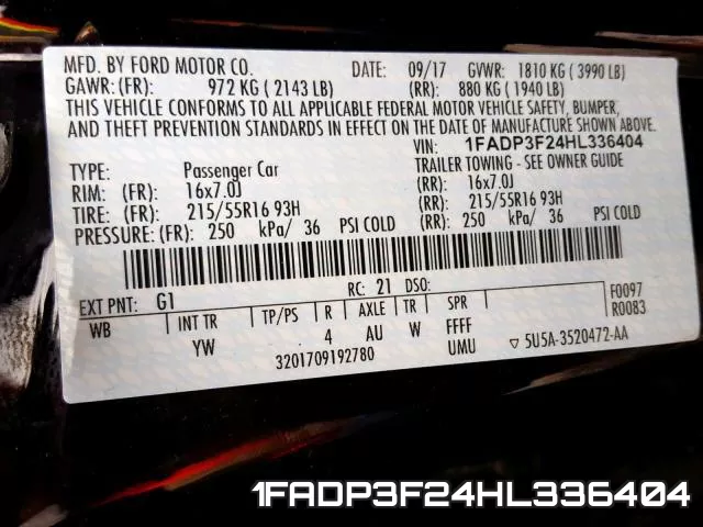 1FADP3F24HL336404 фото 2