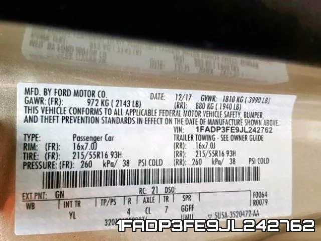 1FADP3FE9JL242762 фото 2