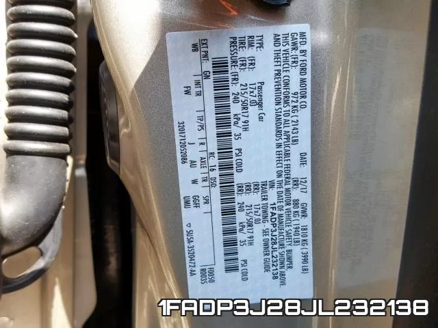 1FADP3J28JL232138 фото 2