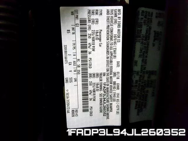 1FADP3L94JL260352 фото 2